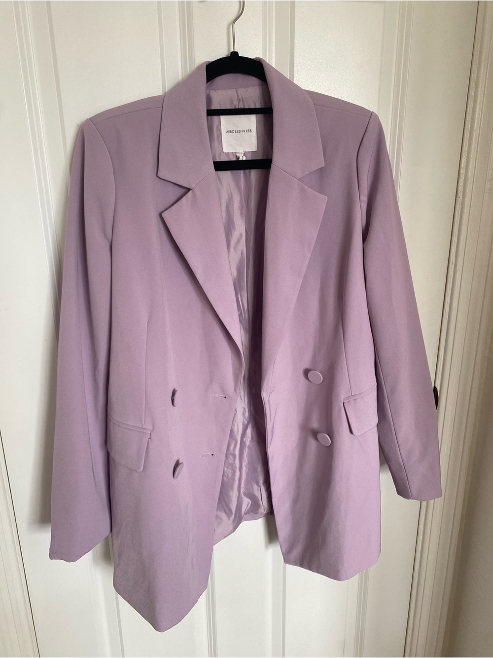 Avec Les Filles Oversized Lavender Double-Breasted Blazer Size S - Picture 4 of 6